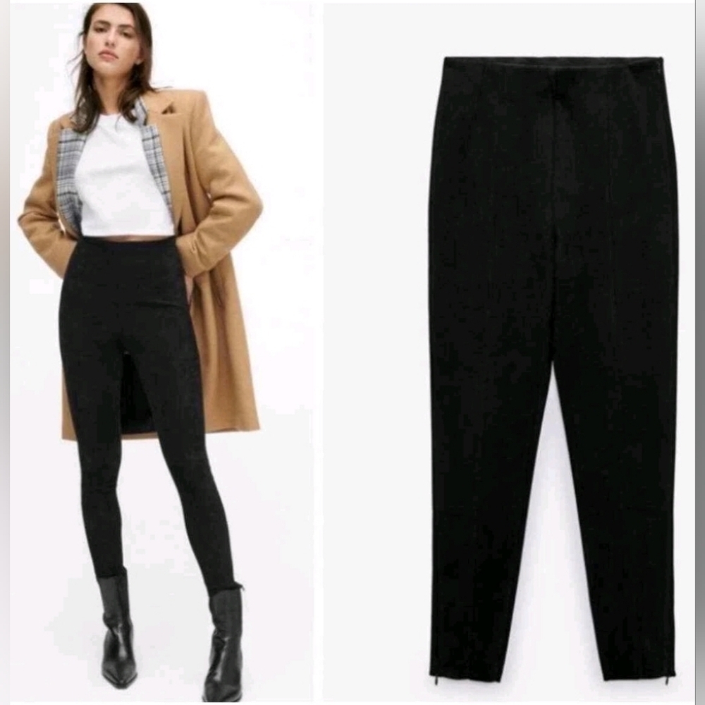 ❤️ NWT! ZARA HIGH RISE FAUX SUEDE SKINNY LEGGING PANTS, XXL